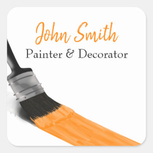 Painting Painter Service Company Brush Orange Square Sticker