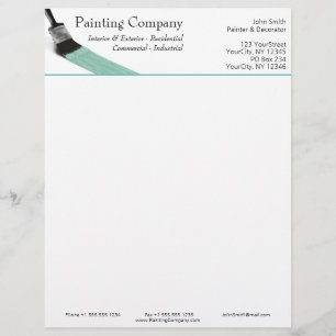 Painting Painter Service Company Brush Pastel Mint Custom Letterhead