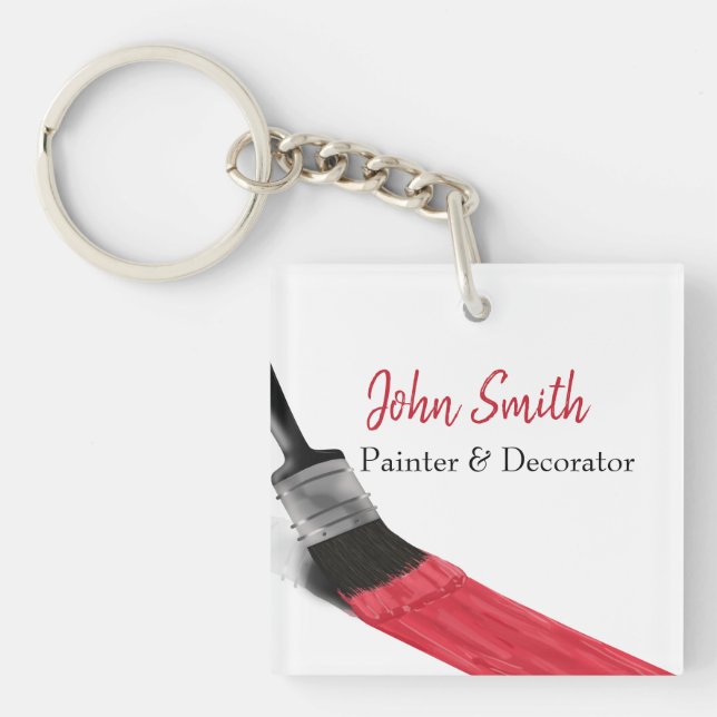 Painting Painter Service Company Brush Red Key Ring (Front)