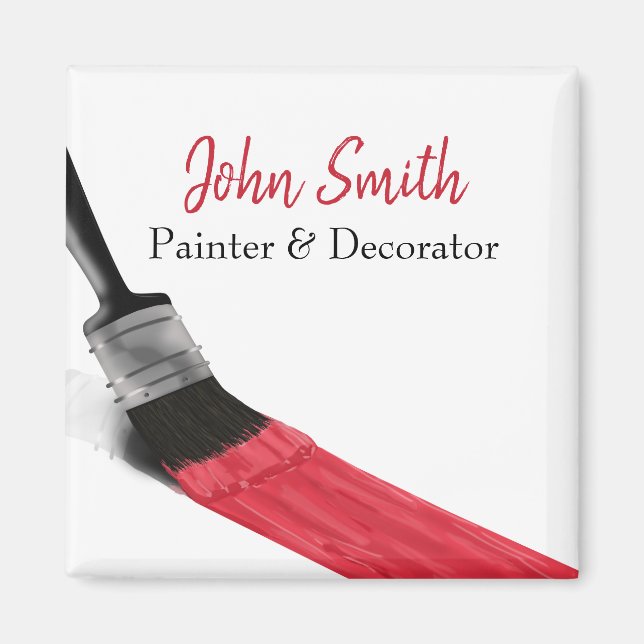 Painting Painter Service Company Brush Red Magnet (Front)