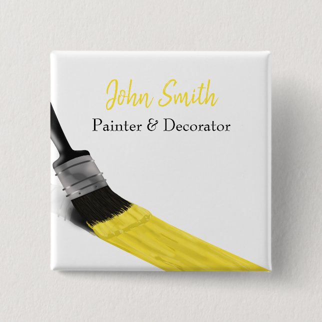 Painting Painter Service Company Brush Yellow 15 Cm Square Badge (Front)