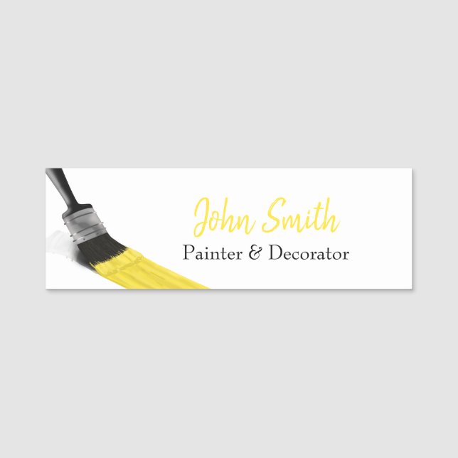 Painting Painter Service Company Brush Yellow Name Tag (Front)