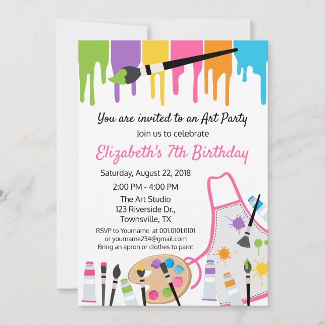 Painting Party Birthday Invitation (Front)