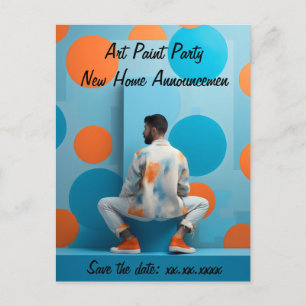 Painting Party DIY Home Address Announcement Postcard