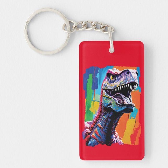 Painting Portrait Of A Tyrannosaurus Rex | T-Rex Key Ring (Front)
