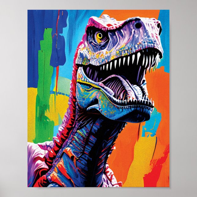 Painting Portrait Of A Tyrannosaurus Rex | T-Rex Poster (Front)
