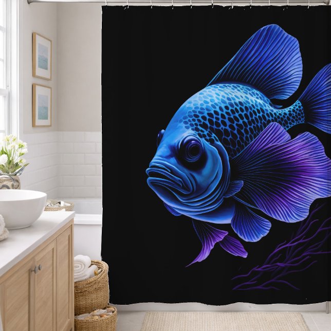 Painting Purple and Blue Fish Shower Curtain (Creator Uploaded)