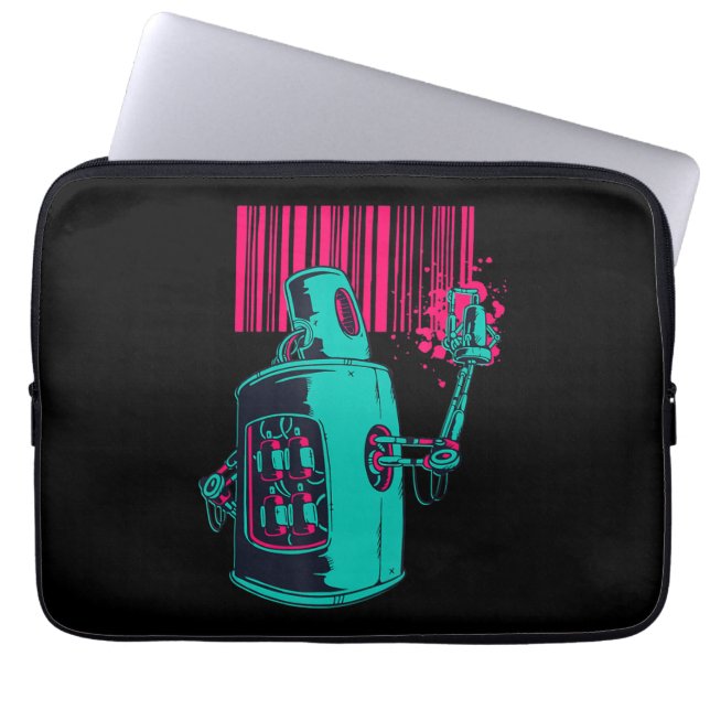 Painting | Robot Spray Painting Grafi Bar Code Laptop Sleeve (Front)