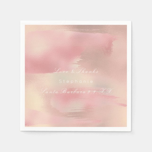 Painting Rose Gold Ombre Blush Copper Custom Name Napkin (Front)