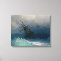 Painting sea ship Premium Wrapped Canvas (Gloss)