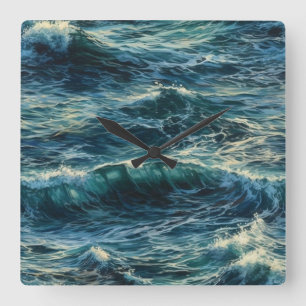 Painting Sea Surges   Square Wall Clock