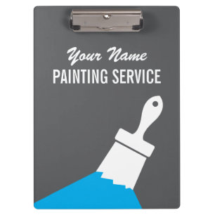 Painting service clip board with paintbrush logo