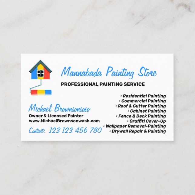 Painting Service Decor Modern Professional Business Card (Front)