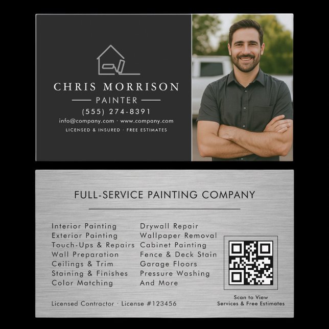 Painting Service Photo QR Code Professional Business Card (Creator Uploaded)