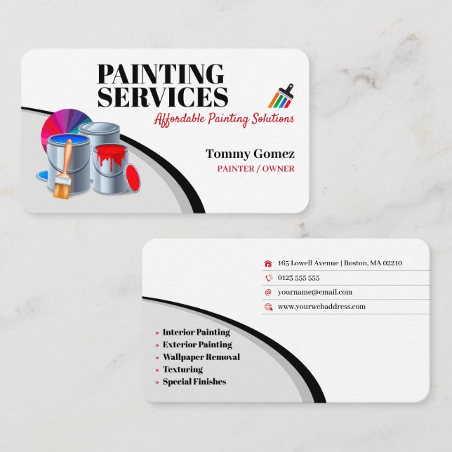 Painting Services | Paint Rollers Business Card (Front/Back)