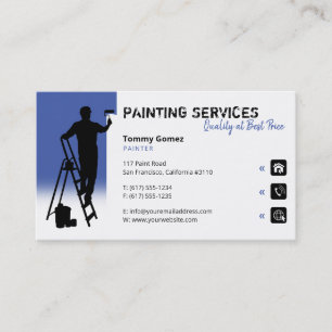 Painting Services Painter at work medium blue Business Card
