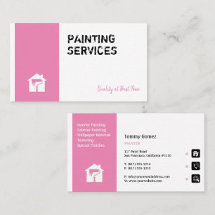 Painting Services Painter at work Pink Business Card