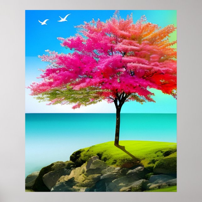 painting showcasing beauty and majesty of a tree poster (Front)