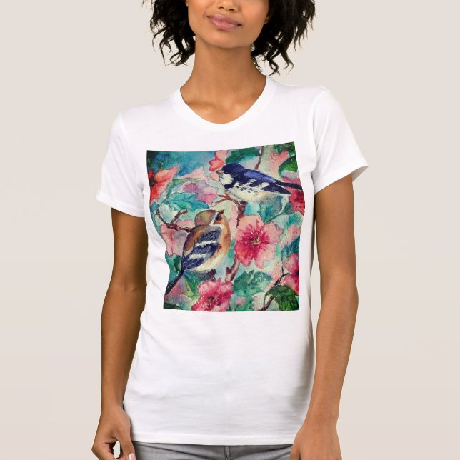 Painting T-Shirt with Beautiful Birds (Front)