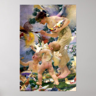 Painting the Birds by Franz Dvorak Poster