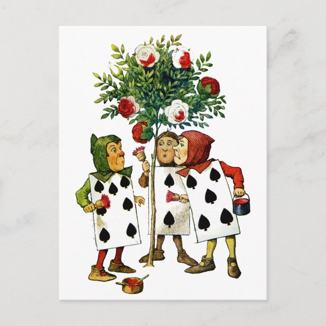 Painting The Queen's Roses in Alice in Wonderland Postcard (Front)