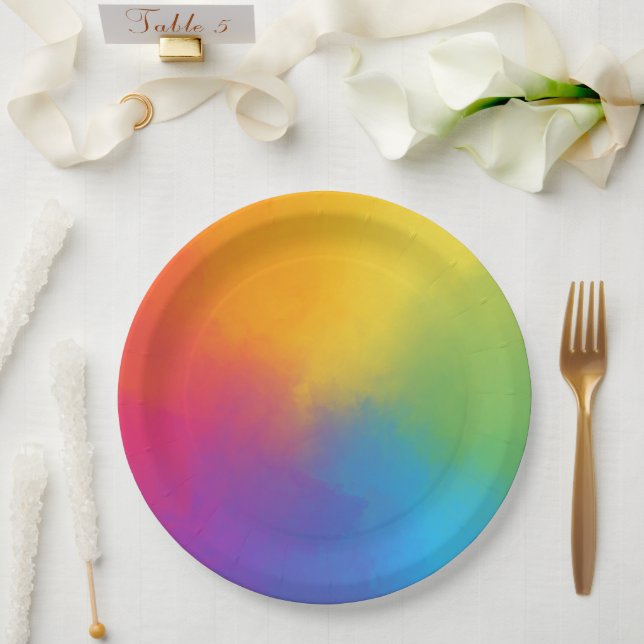 Painting Tie Dye Arts and Crafts Colourful Party Paper Plate (Wedding)