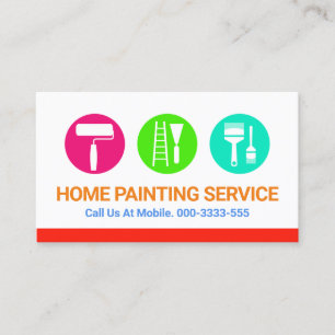 Painting Tool Brush Neon Colours Business Card