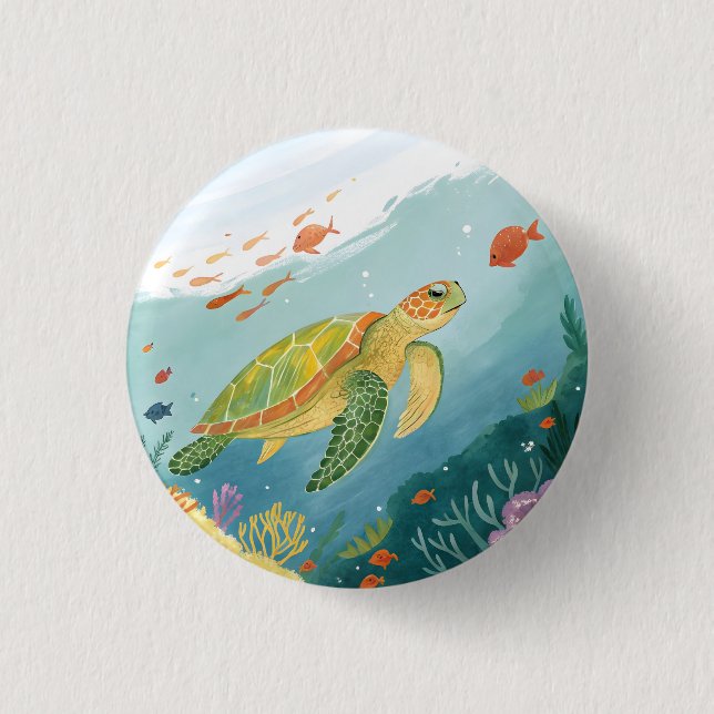 Painting Turtle 3 Cm Round Badge (Front)