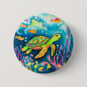 Painting Turtle 6 Cm Round Badge