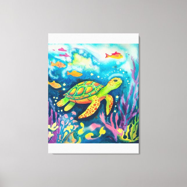 Painting Turtle Canvas Print (Front)