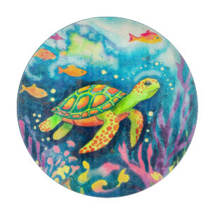 Painting Turtle Cutting Board
