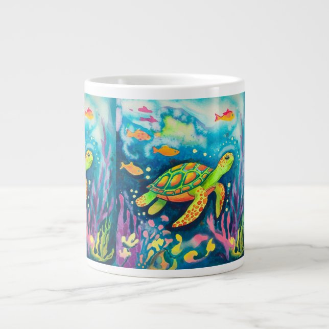 Painting Turtle Large Coffee Mug (Front)