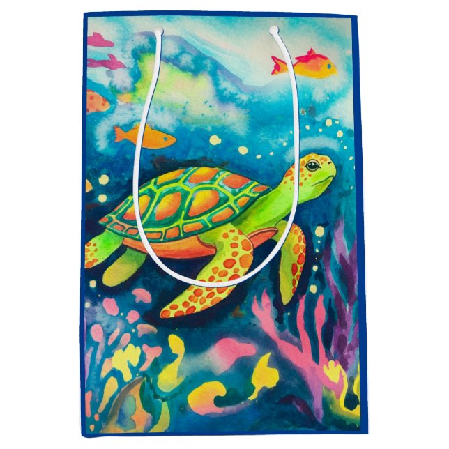 Painting Turtle Medium Gift Bag (Front)
