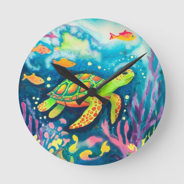 Painting Turtle Round Clock (Front)