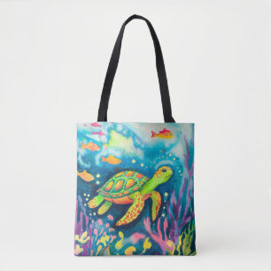 Painting Turtle Tote Bag
