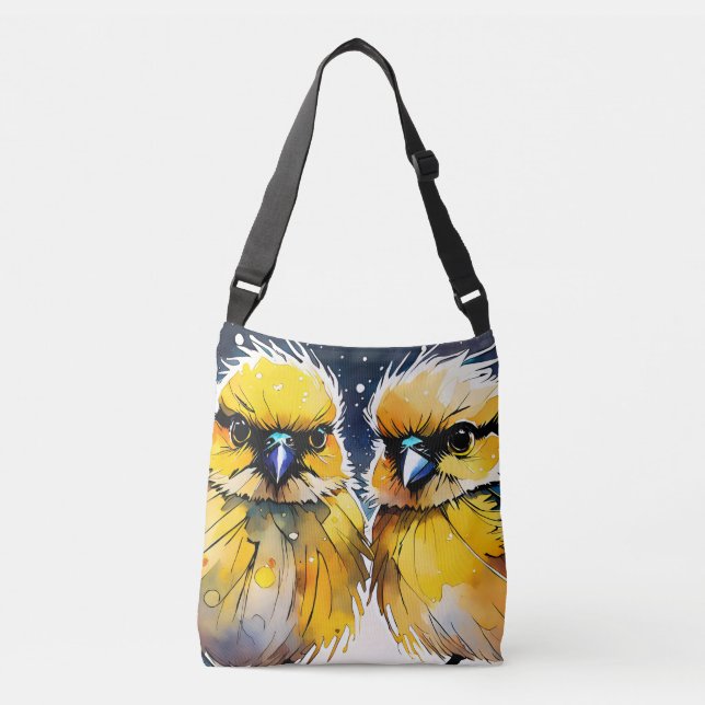 painting ,two birds crossbody bag (Front)