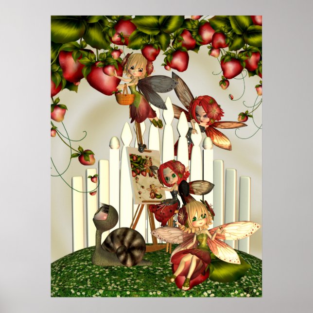 Painting Under The Strawberry Bush Fantasy Art Poster (Front)