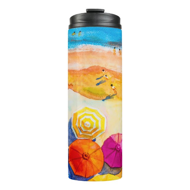 Painting watercolor seascape Top view colourful of Thermal Tumbler (Front)