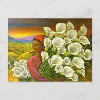 Painting Woman With Cala Lilies Art - Multi Postcard