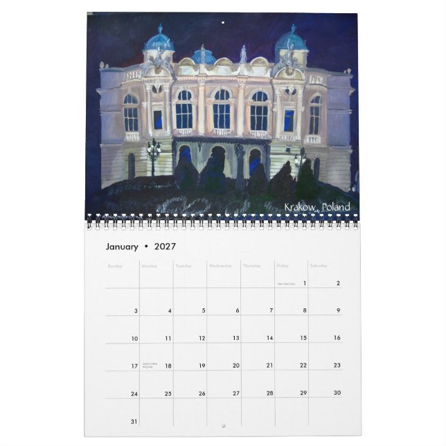 Paintings European Architecture Calendar (Jan 2027)