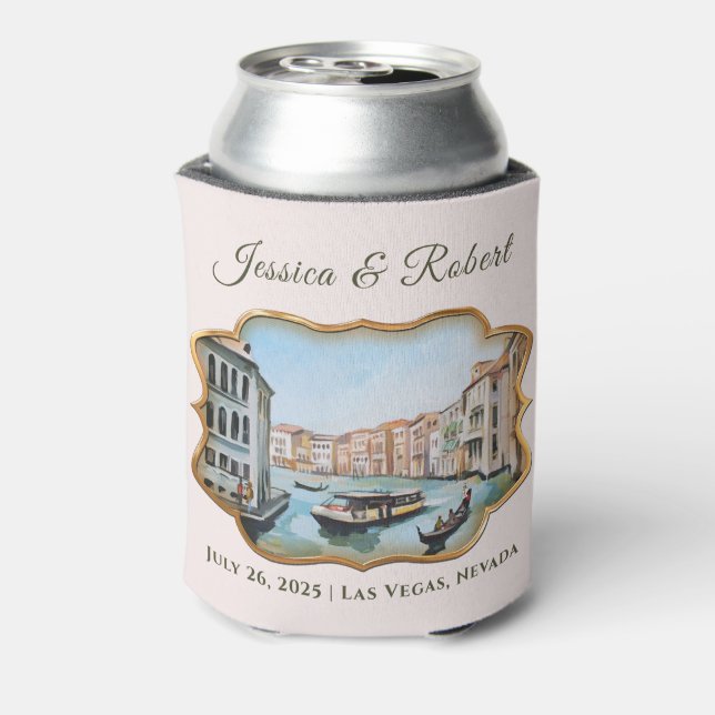 Paintings of Grand Canal, Venice, Italy Wedding Can Cooler (Can Back)