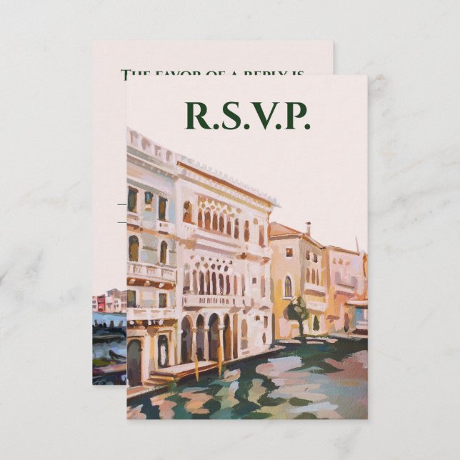 Paintings of Grand Canal, Venice, Italy Wedding RSVP Card (Front/Back)