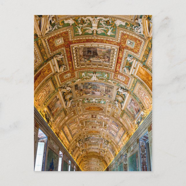 Paintings on ceiling in Gallery of Maps - Vatican Postcard (Front)