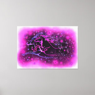 Pair Horse Canvas Print Running In Starry Night