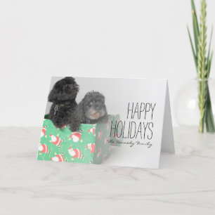 Pair of adorable puppies holiday card