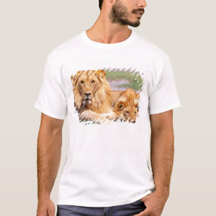 Pair of African Lions, Panthera leo, Tanzania T-Shirt