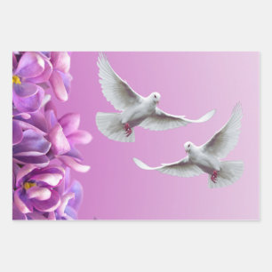 Pair Of Beautiful White Doves Wrapping Paper Sheet
