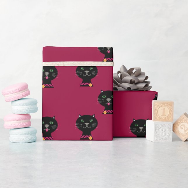 Pair of Black Kitty cats  Wrapping Paper (Baby Shower)