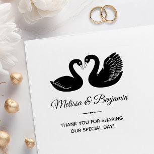 Pair of Black Swans Wedding Thank You Rubber Stamp