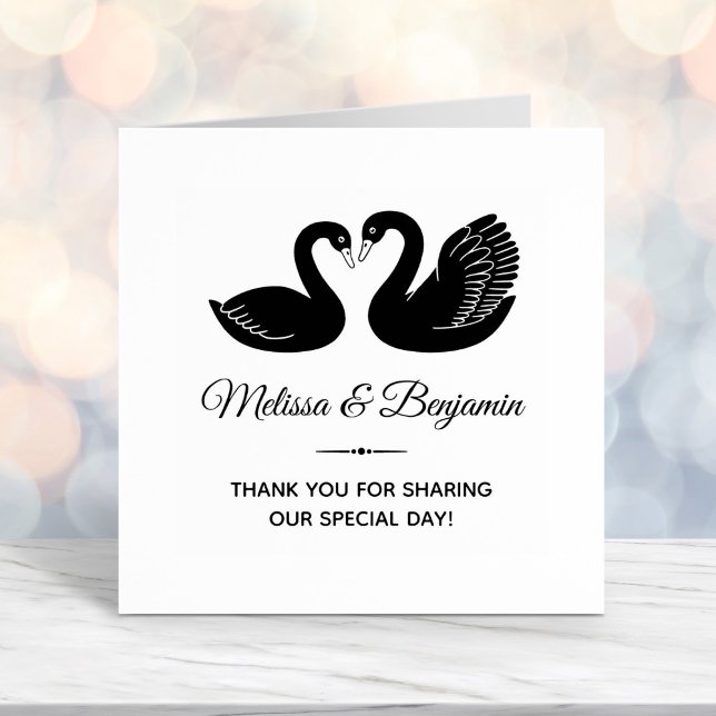 Pair of Black Swans Wedding Thank You Self-inking Stamp (Creator Uploaded)